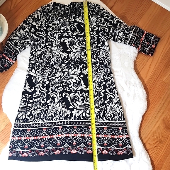 Black White Dress Long Sleeve Size M - Picture 10 of 12